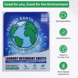 Planet Earth Suds Laundry Detergent Sheets Travel Laundry Detergent Strips Washer Washing Soap Sheets - Eco-Friendly Hypoallergenic Zero Waste No Plastic